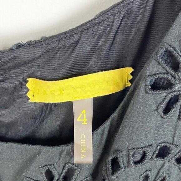 Jack Rogers Black Eyelet Mini Dress Size 4 Anne Exploded Rondell Babydoll Y2K - Picture 5 of 6